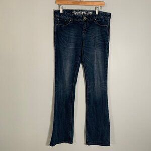 Express low rise Stella boot cut medium wash denim jeans - size 8 long
